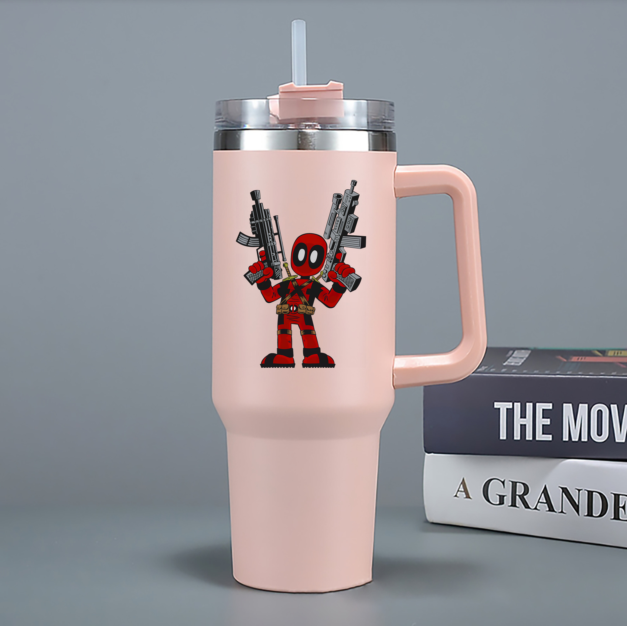 （画像用） Deadpool デッドプール 1200mL車用タンブラー - クリスタルステッカー（プラスチックストロー付き）